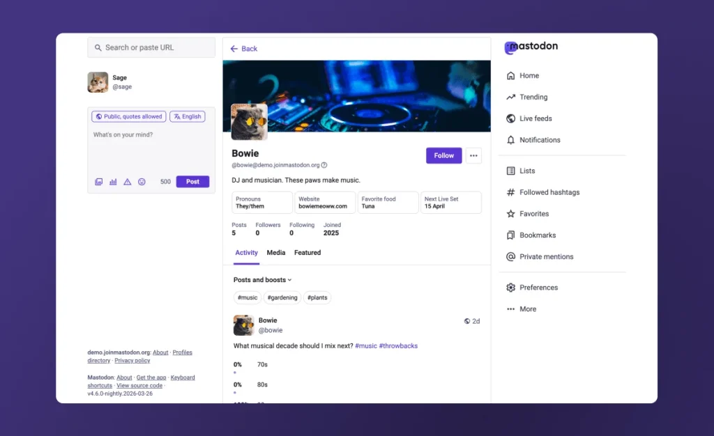 Mastodon обновил интерфейс для пользователей