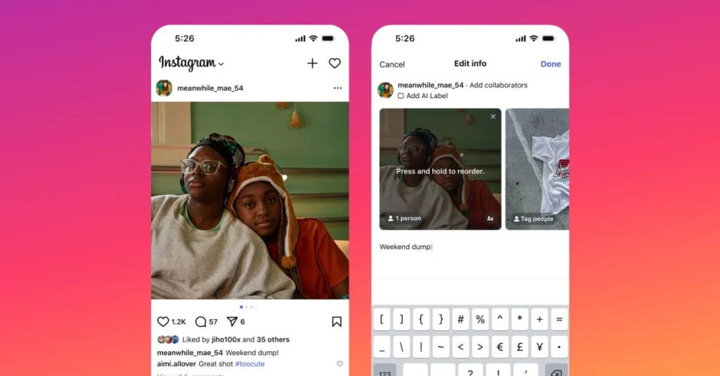 Instagram изменил порядок изображений в каруселях