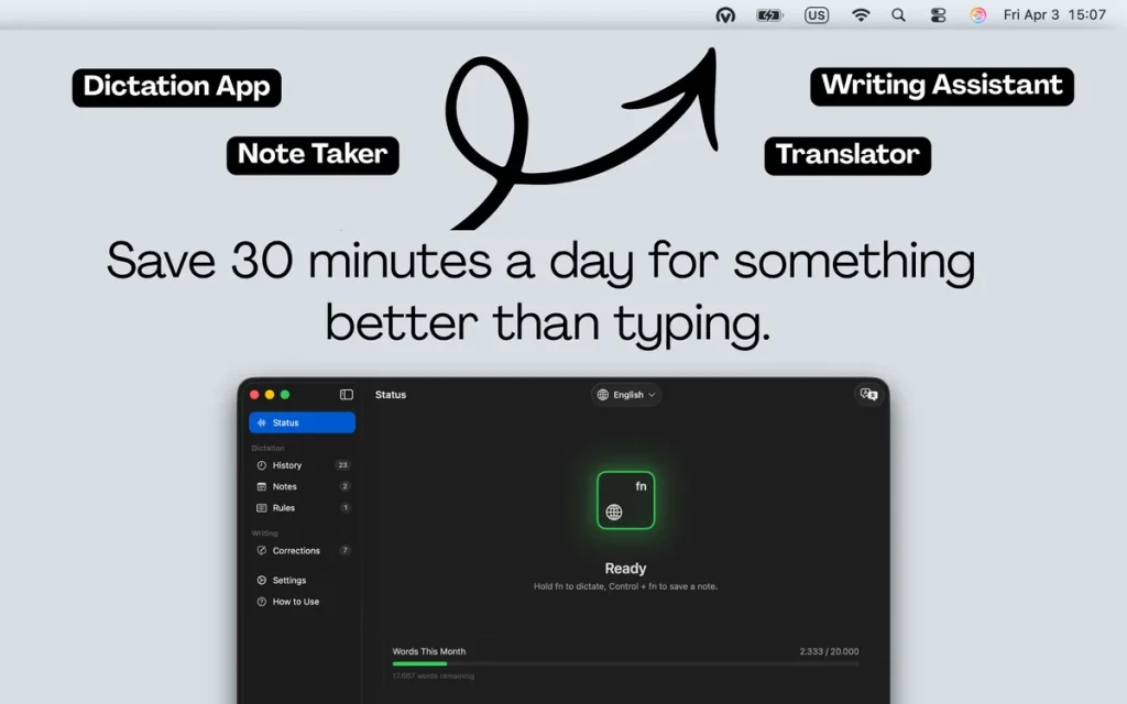 Новый диктатор Voicr для Mac — быстрое улучшение текста