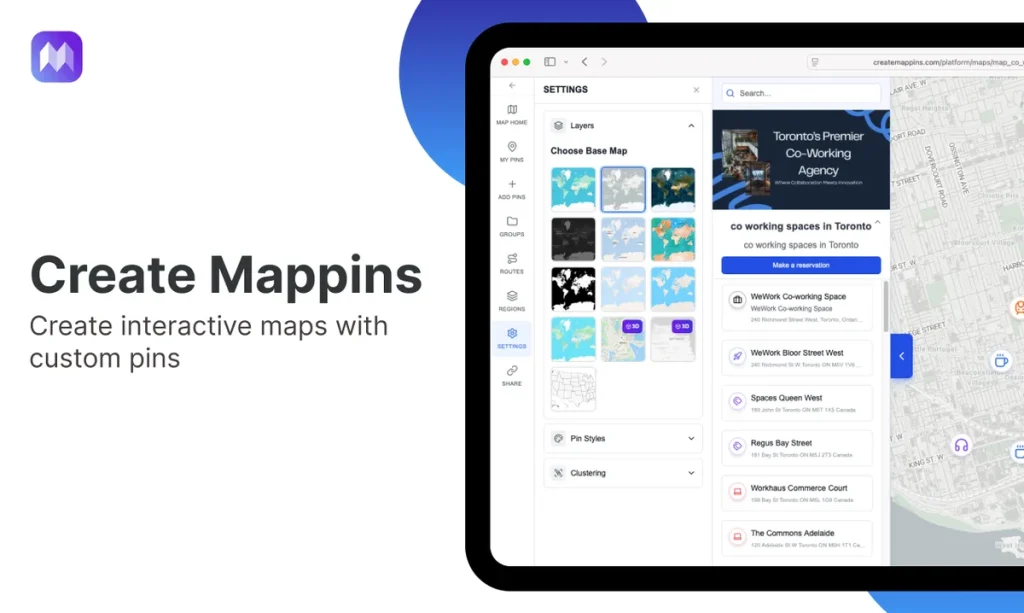 Создан сервис Mappins для кастомизации карт