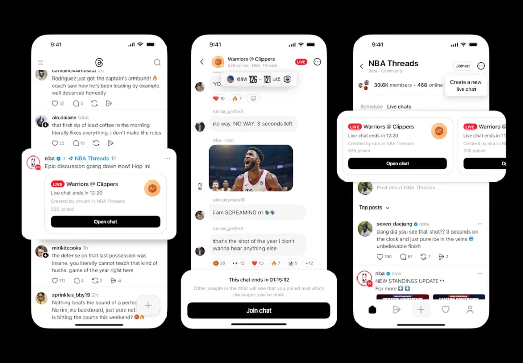 Meta запускает живые чаты в Threads для обсуждений