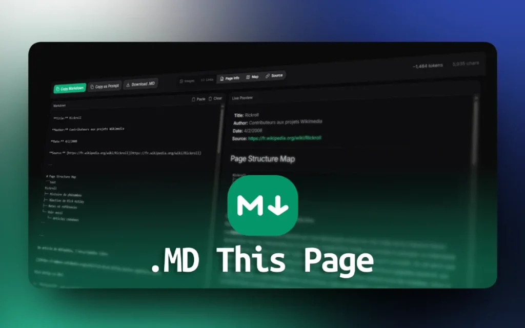 Конвертация веб-страниц в Markdown с .MD This Page