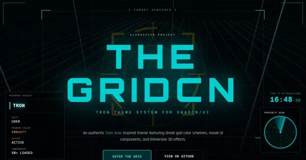 GridCN: Дизайн-система с Tron-эстетикой для React