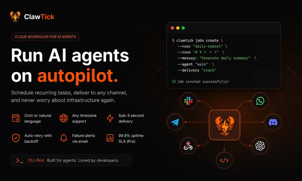 ClawTick запускает облачный планировщик для AI-агентов