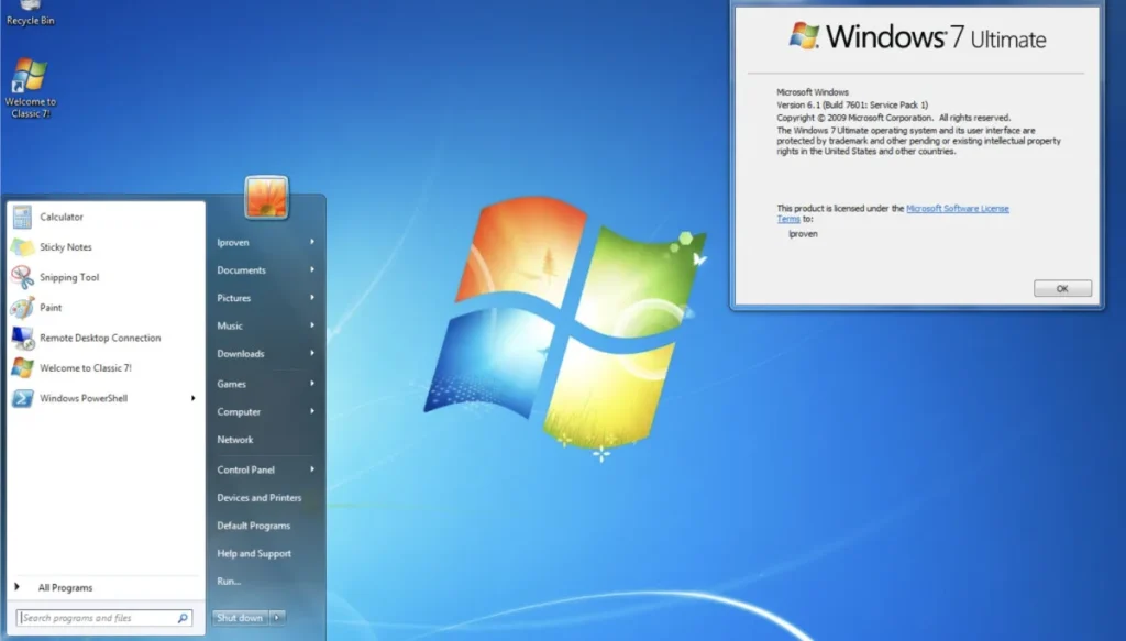 Classic 7 вернул Windows 7 на базе поддерживаемой Windows 10
