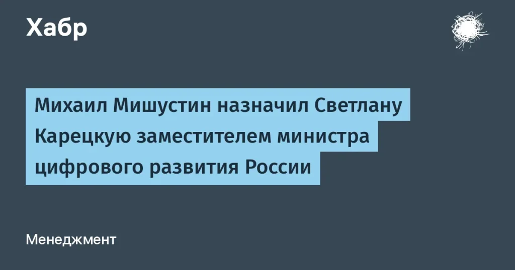 Мишустин назначил Светлану Карецкую замминистра цифрового развития