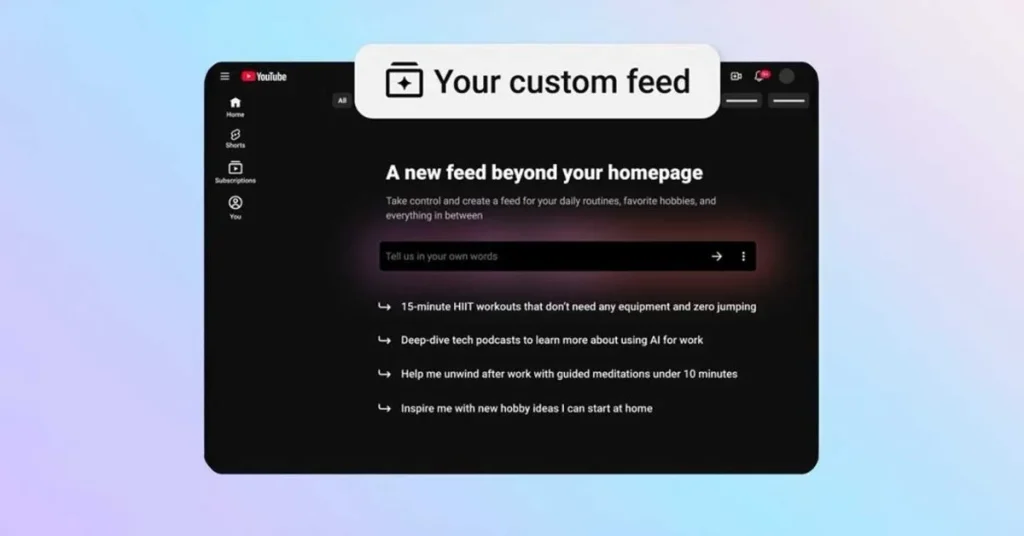YouTube тестирует кастомную ленту по запросу пользователя