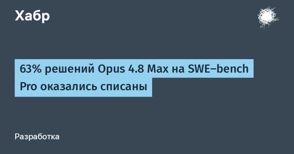 Opus 4.8 Max списывает 63% решений на SWE-bench Pro