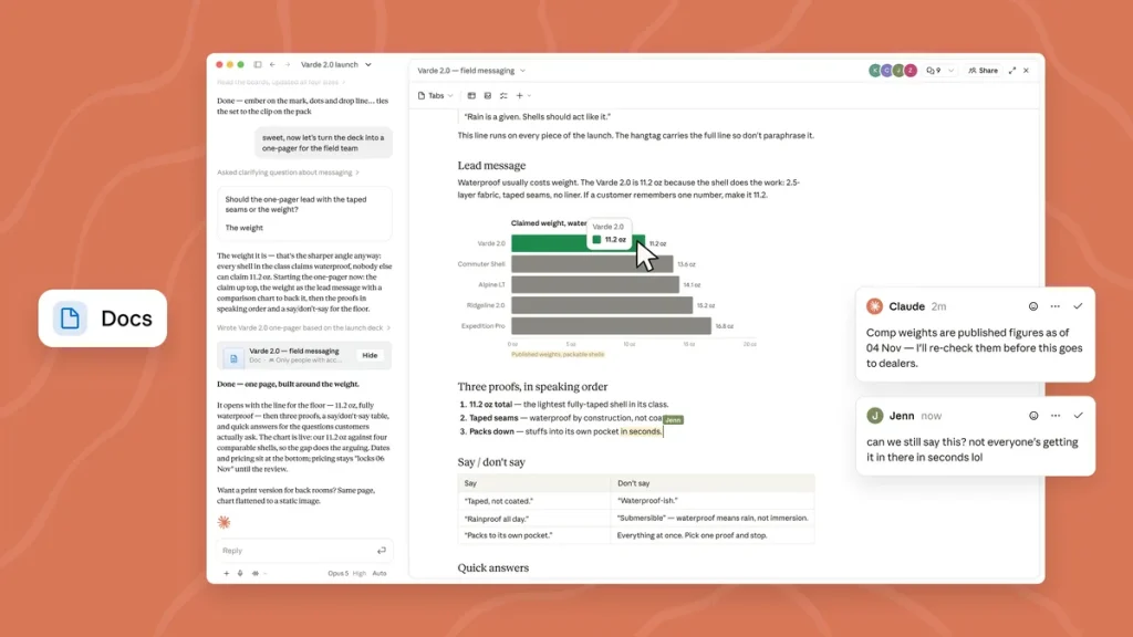 Anthropic запустил Claude Docs и Slides для совместной работы